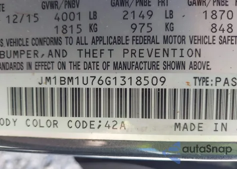 2016 Mazda Mazda3 I Sport из США, поврежденный, VIN JM1BM1U76G1318509